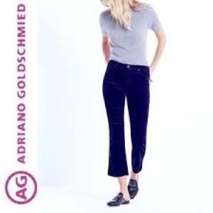 AG Adriano Goldschmied Women's Jodi Velvet Crop Jeans High Rise Waist Navy SZ 27